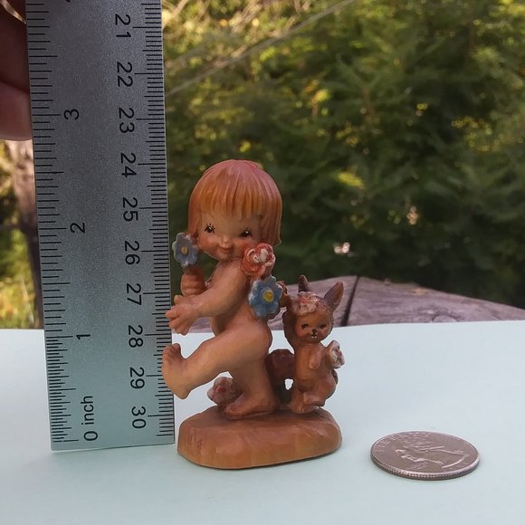 Vintage wood carving Anri Italy by artist Ferrandiz Nature's child with rabbit - Picture 11 of 16